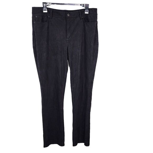 NYDJ Womens Pants Size 14 Black Skinny Faux Suede Lift Tuck Pockets High Rise - Picture 1 of 11
